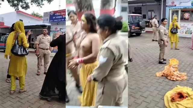 A Woman Walked Around Naked At The Police Station Nude – Indian porn video
