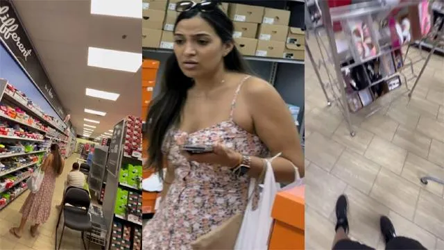 Bhabhi On Shoe Store & Market Upskirt Secretly Recorded – Indian porn video