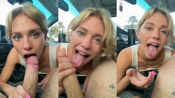 Wildhalli Gives A Blowjob In The Car - MyPornerLeak